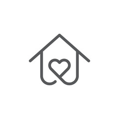 House with heart vector icon symbol isolated on white background