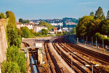 railroad tracks in autumn