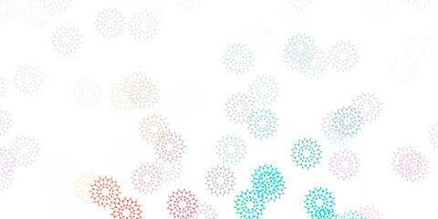Light green, red vector doodle pattern with flowers.