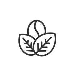 coffee bean and leaves icon. Coffee tamplate for logo. Organic symbol.