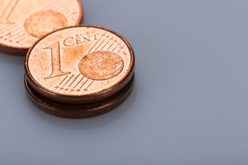 copper-coloured euro cent, macro close up