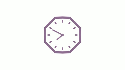 New pink gray counting down 12 hours clock icon on white background,clock icon