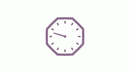 New pink gray counting down 12 hours clock icon on white background,clock icon