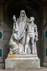 Grabst&auml;tte mit Abschiedsszene und symbolischer Darstellung des Todes