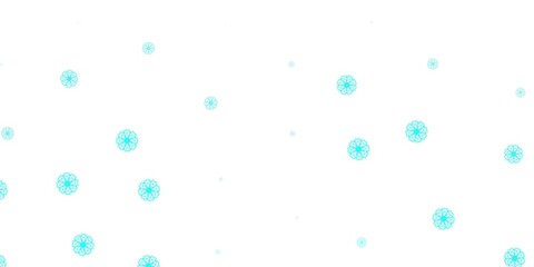 Light green vector doodle pattern with flowers.