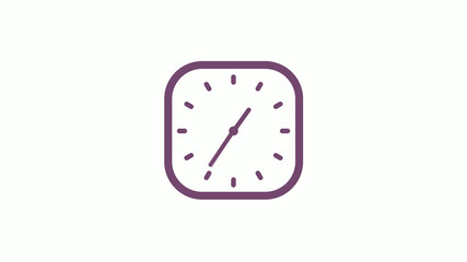 12 hours pink dark square clock icon on white background,clock isolated