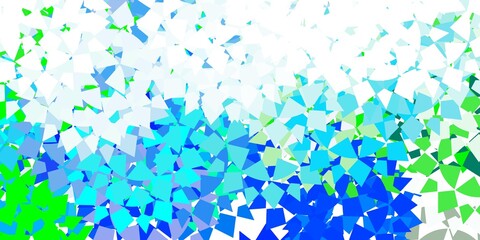 Light blue vector template with crystals, triangles.