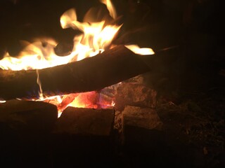 fire in a fireplace