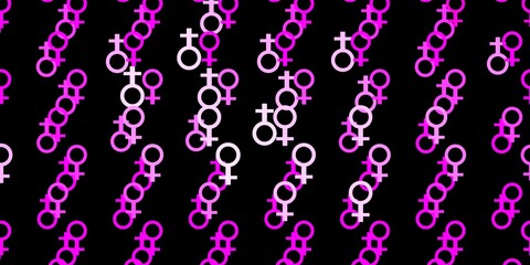 Light Pink vector texture with women's rights symbols.