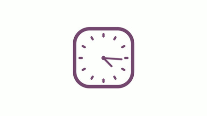 12 hours pink dark square clock icon on white background,clock isolated