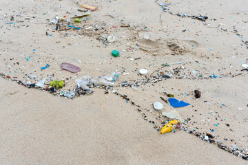 Plastic waste environment pollution on the Beach