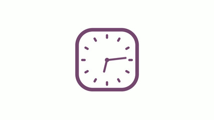 Amazing pink dark square 12 hours clock icon on white background,clock isolated