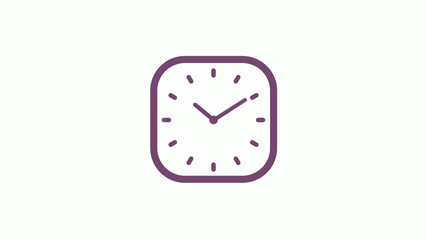 Amazing pink dark square 12 hours clock icon on white background,clock isolated