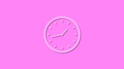 Amazing circle 12 hours clock isolated on pink background,clock icon