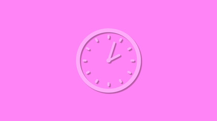 Amazing circle 12 hours clock isolated on pink background,clock icon