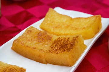 A Cantonese morning tea dim sum, Pan-fried Indonesian Golden Cake