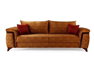 Modern comfortable furniture on white background . front view