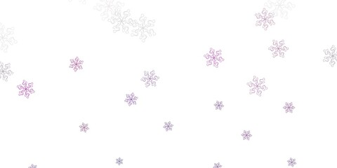 Light pink vector doodle texture with flowers.