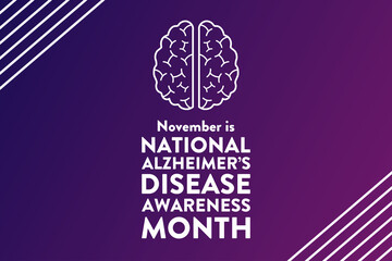 November is National Alzheimer’s Disease Awareness Month. Holiday concept. Template for background, banner, card, poster with text inscription. Vector EPS10 illustration.