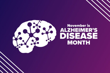 November is National Alzheimer’s Disease Awareness Month. Holiday concept. Template for background, banner, card, poster with text inscription. Vector EPS10 illustration.