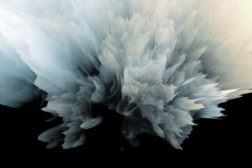Fototapeta na wymiar Digital 3D Illustration. Black and white Color smoke blot splash. Abstract horizontal background.