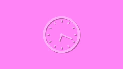 Beautiful pink color 12 hours clock icon on pink background,clock icon,clock isolated