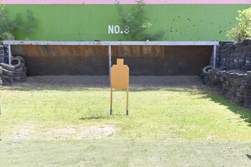 Target of shooting range  prepare to shoot a gun for practice