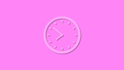 Beautiful pink 12 hours counting down clock icon,clock isolated