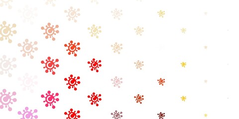 Light Red, Yellow vector background with covid-19 symbols.