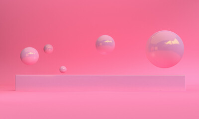 3d Pink color minimalist style design, Scene podium mock up presentation, 3d render abstract background.