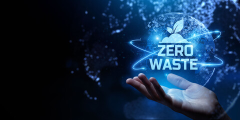 Business selecting zero waste on virtual screen. Eco friendly Nature lean.