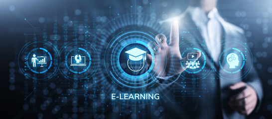 E-learning Online Education Business Internet concept on screen.