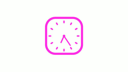 New pink color square clock icon on white background,clock icon,clock isolated