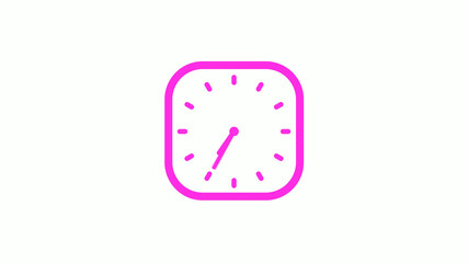 New pink color square clock icon on white background,clock icon,clock isolated