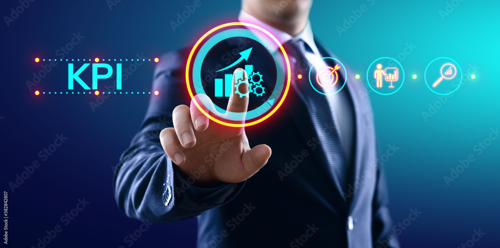 Poster kpi key performance indicator business and industrial analysis concept on screen.