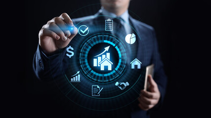 Property management Is the operation, control, and oversight of real estate. Business concept.