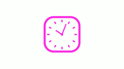 New pink color square clock icon on white background,clock icon,clock isolated