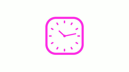 New pink color square clock icon on white background,clock icon,clock isolated