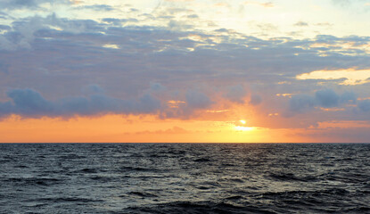 Beautiful sunset on the sea in the tropics