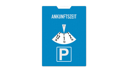 Parkscheibe auf weißem Hintergrund