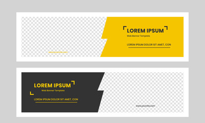 Web banner abstract yellow and black colors vector design