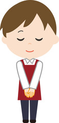 男性　おじぎ　店員