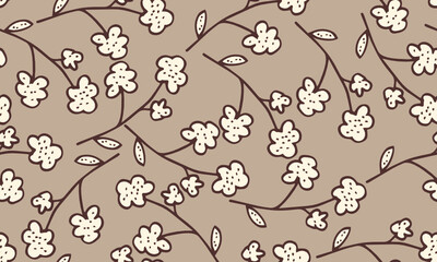 Seamless of cherry blossom. Sakura Japanese flower. Cute print floral pattern for background and wallpaper.