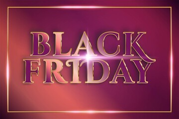 Naklejka na ściany i meble Flash Sale Black Friday with effect theme metal copper gold color concept for trendy flayer and banner template promotion market online