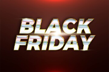 Flash Sale Black Friday with effect theme metal silver gold color concept for trendy flayer and banner template promotion market online