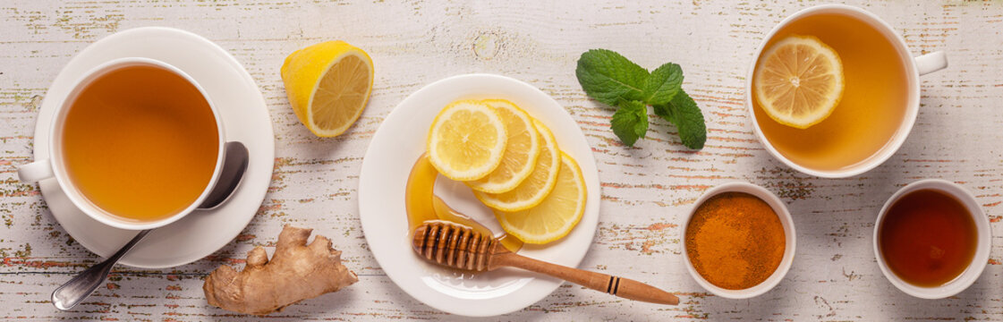 Green tea with lemon and honey, Immunity boosting and cold remedies.