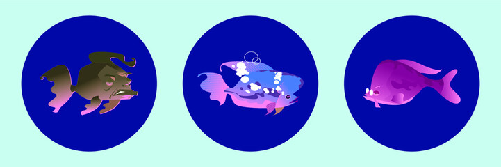 set of fish animals cartoon icon design template with various models. vector illustration isolated on blue background