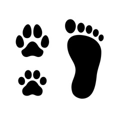 Human foot with dog and cat paw