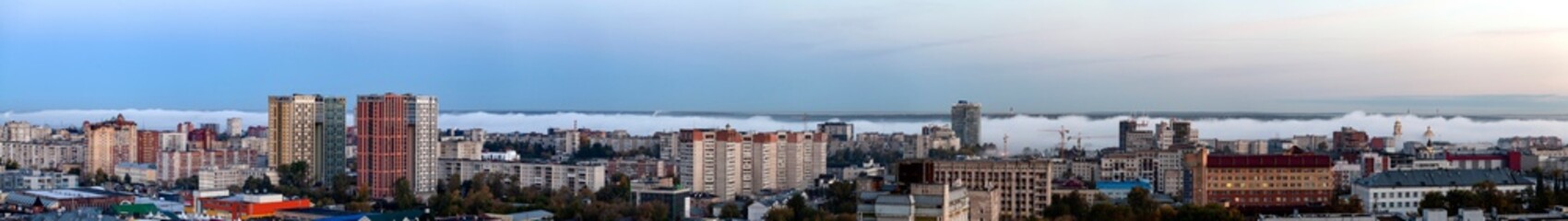 Fototapeta premium Fog covering the city of Perm