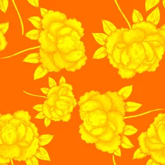 Foto op Plexiglas anti-reflex Vintage watercolor seamless pattern with flowers for decoration design. Bright spring or summer fashion print. Vintage wedding decor. Textile design.  © Natallia Novik